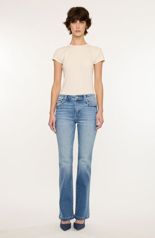 カンクン レディース シューズ ブーツ・レインブーツカット ジーンズ KanCan Abigail Mid Rise Bootcut Stretch Jeans Medium Dark の商品写真