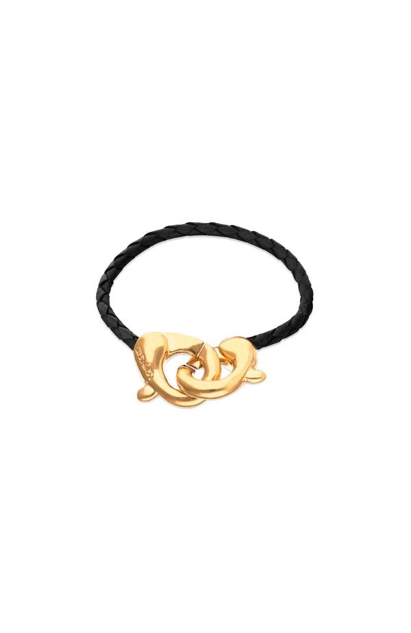 ウノデ 50 レディース アクセサリー ブレスレット・バングル・アンクレット レザー UNODE50 Black leather strap with 18k goldplated interlocking carabiner detail Gold ゴールド 26,850円