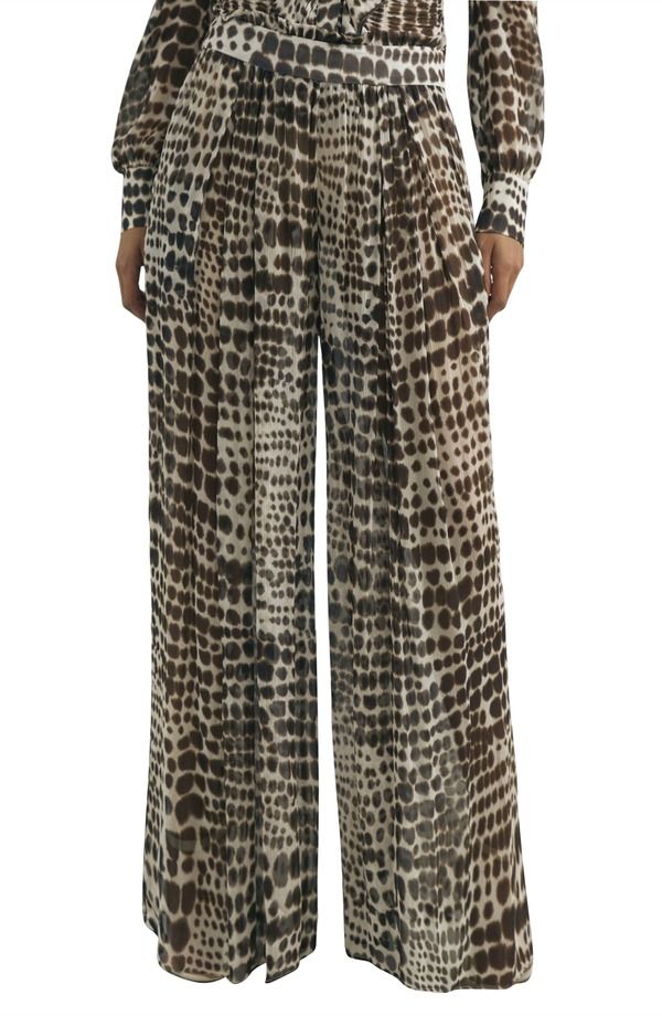 レイス レディース ボトムス レギンス ワイドレッグ アニマル柄 プリント パンツ Reiss Aurelie Wide Leg Animal Print Pants Chocolate チョコレート
