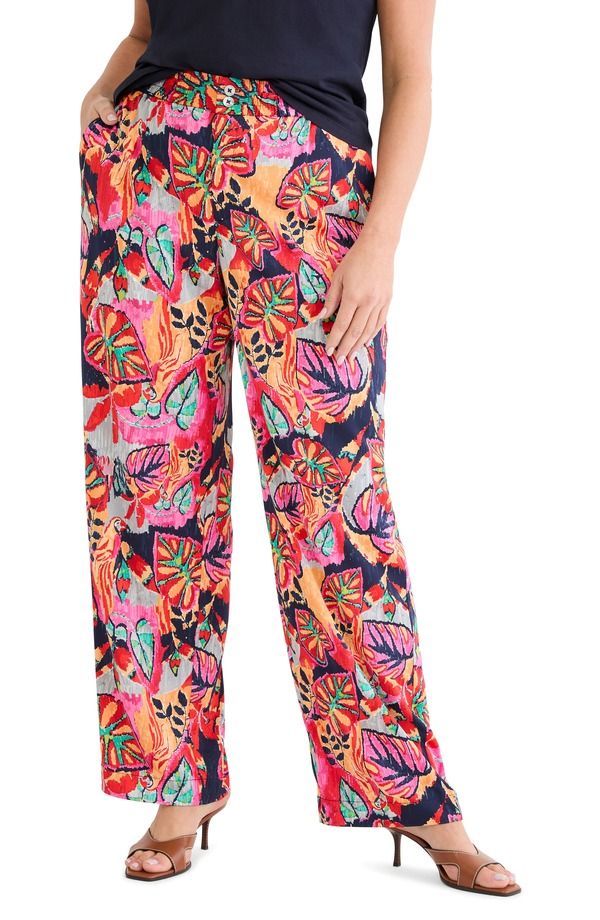 ニックプラスゾーイ レディース ボトムス レギンス ワイドレッグ パンツ NICZOE Kauai Garden Wide Leg Pants Red Multi レッド