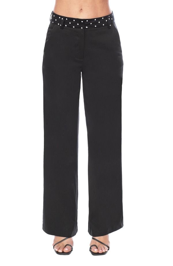 アイザック・ミズラヒ レディース ボトムス レギンス パンツ Tシャツ Isaac Mizrahi New York Sateen Pants Black White Dot ホワイト