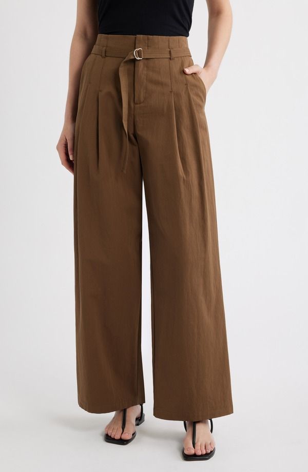 マンゴ レディース ボトムス レギンス パンツ コットン MANGO Cubo Patalon Belted Cotton Blend Pants Khaki Green グリーン
