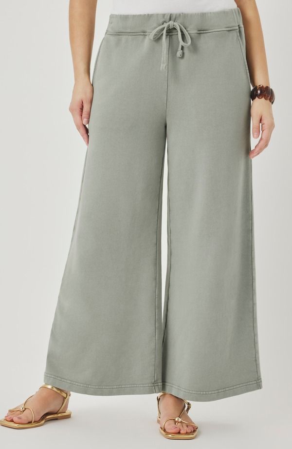 スプレンディット レディース ボトムス レギンス パンツ パイル Splendid Greta Terry Crop Drawstring Pants Eucalyptus Green グリーン