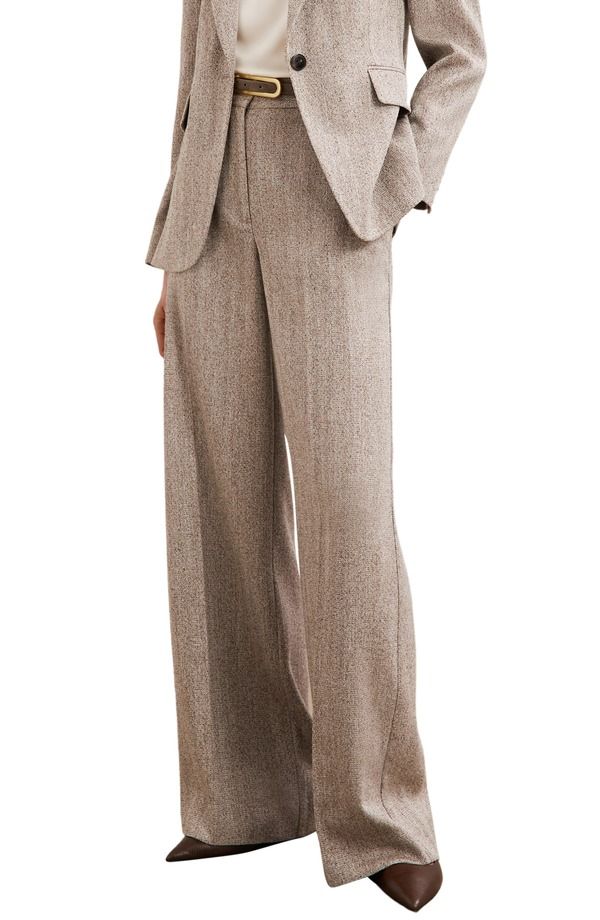 レイス レディース ボトムス レギンス ワイドレッグ パンツ Reiss Isla Herringbone Wide Leg Pants Grey グレー