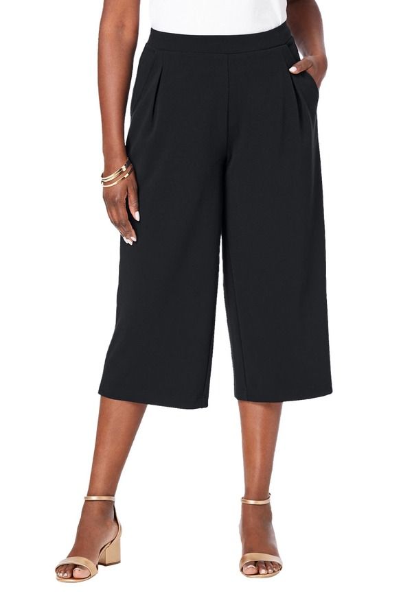 ジェシカロンドン レディース ボトムス レギンス クレープ パンツ Jessica London WideLeg Crop Crepe Pants Black ブラック 10,836円
