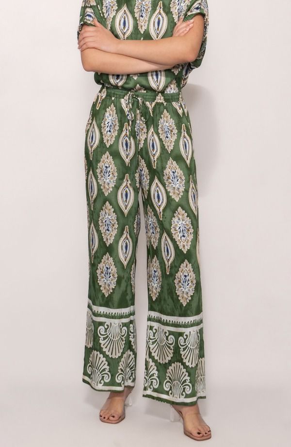 メロデイ レディース ボトムス レギンス フラワー柄 プリント パンツ アンクル フラワー MELLODAY Floral Print Ankle Pants Pea Green Multi グリーン