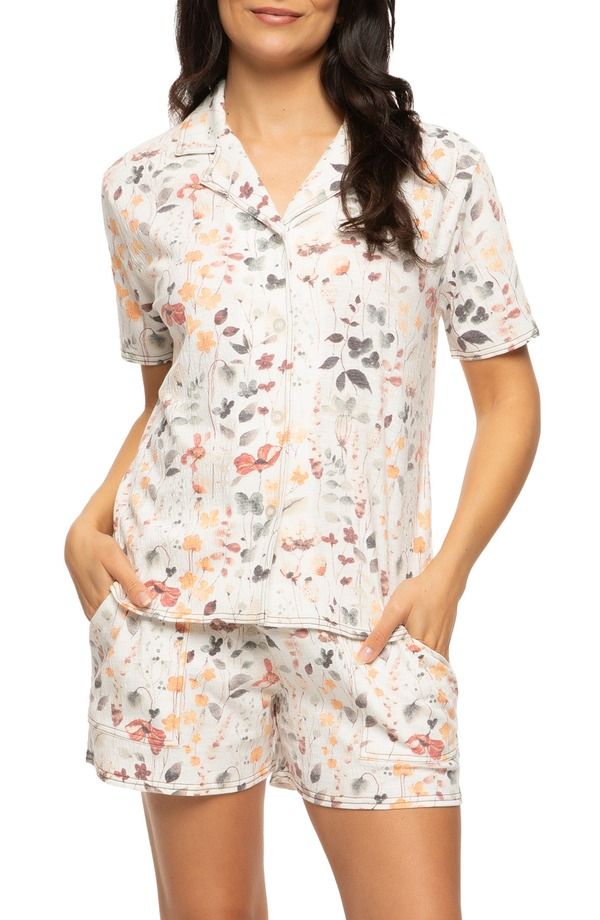 フェリナ レディース アンダーウェア ナイトウェア ジャージー Felina Josephine Crinkled Jersey Short Pajamas Painterly Floral