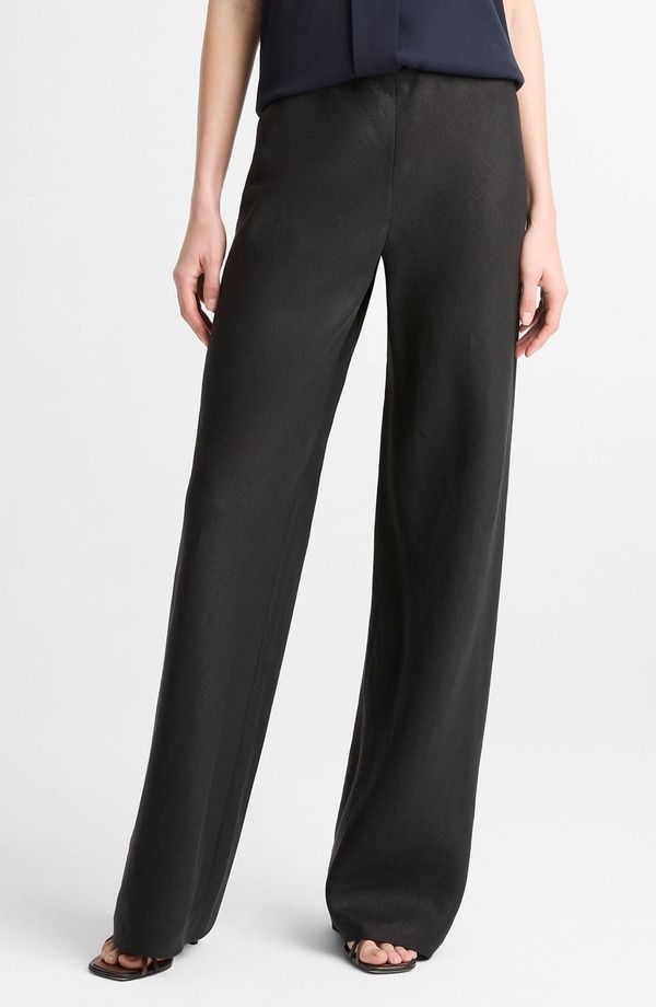 ヴィンス レディース ボトムス レギンス ワイドレッグ パンツ リネン Vince Colette Wide Leg Linen Pants Black ブラック