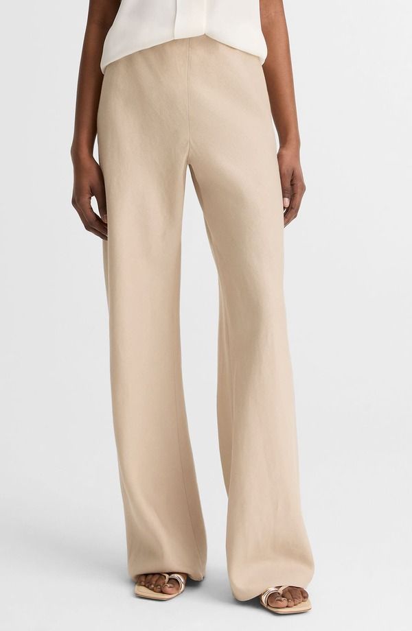 ヴィンス レディース ボトムス レギンス ワイドレッグ パンツ リネン Vince Colette Wide Leg Linen Pants Pumice Stone ストーン