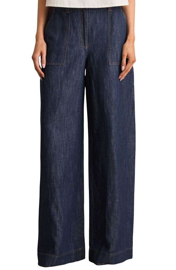 レイス レディース ボトムス レギンス ワイドレッグ パンツ コットン リネン Reiss Ashby Wide Leg Linen Cotton Pants Indigo インディゴ