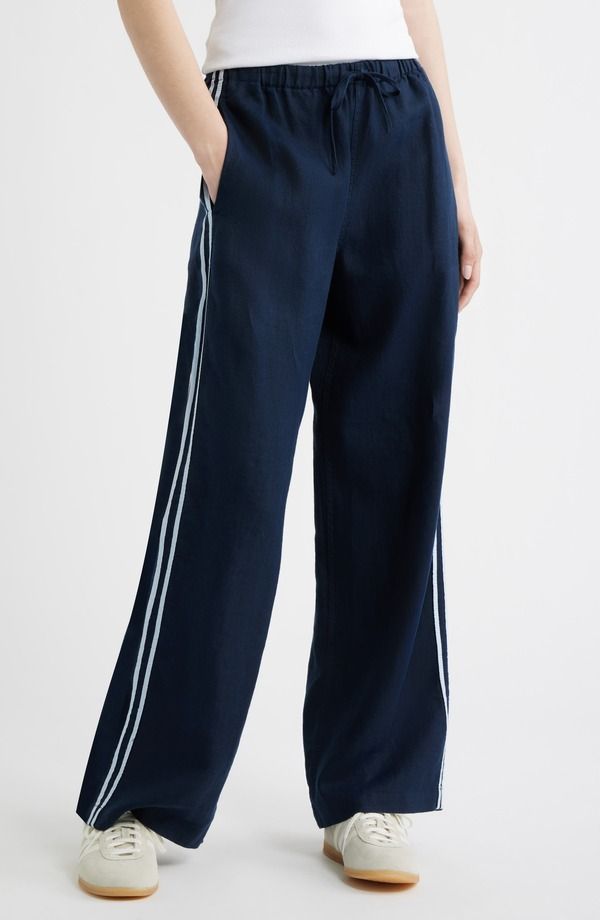 メイドウェル レディース ボトムス レギンス パンツ リネン Madewell PullOn Linen Pants Classic Navy ネイビー