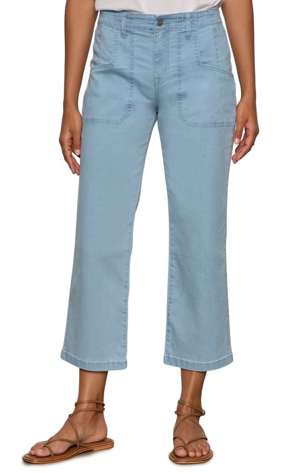 サンクチュアリー レディース ボトムス レギンストレート パンツ Sanctuary Retreat Mid Rise Crop Straight Leg Utility Pantskyline Blue ブルー