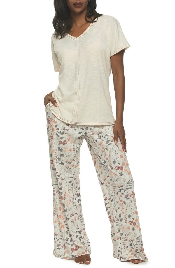 フェリナ レディース アンダーウェア ナイトウェア ジャージー Felina Josephine Crinkled Jersey Pajamas Whisper White ホワイト