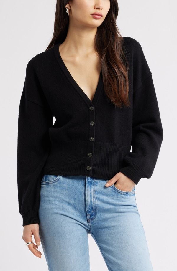 オープンエディット レディース アウター パーカー・スウェット カーディガン Open Edit Rib Waist Cardigan Black ブラック