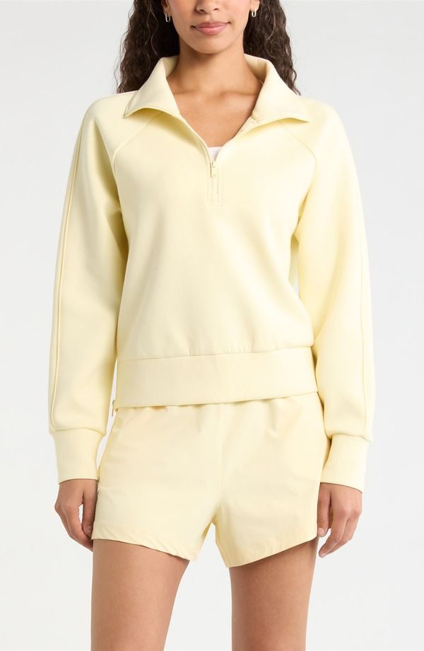 ゼラ レディース アウター パーカー・スウェット ハーフジップ シャツ Zella Sporty Half Zip Sweatshirt Yellow Flan イエロー