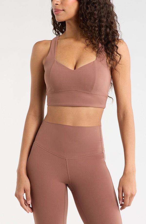 ゼラ レディース アンダーウェア ブラジャー Zella Studio Luxe Sweetheart Sports Bra Brownutmeg ブラウン