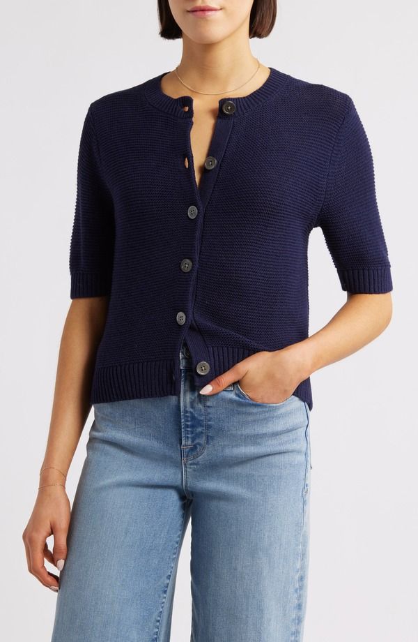 アレックスミル レディース アウター パーカー・スウェット セーター コットン リネン Alex Mill Ellelbow Sleeve Linen Cotton ButtonUp Sweater Navy Night ネイビー