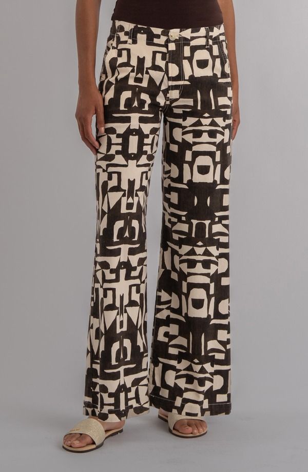 カットフロムザクロス レディース ボトムス レギンス ワイドレッグ ハイウエスト プリント パンツ KUT from the Kloth Meg Print High Waist Wide Leg Pants Chocolate チョコレート