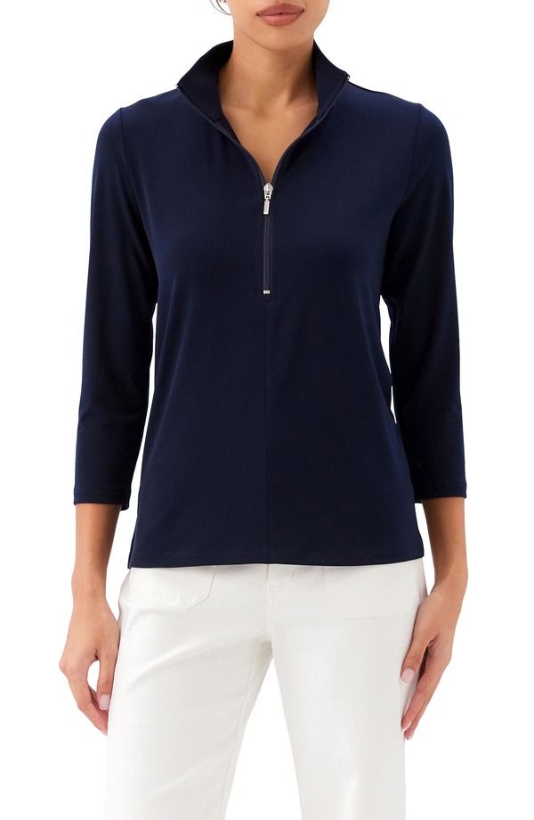 カレンケーン レディース アウター パーカー・スウェット ハーフジップ ジャージー Karen Kane Quarter Zip Travel Jersey Pullover Navy ネイビー