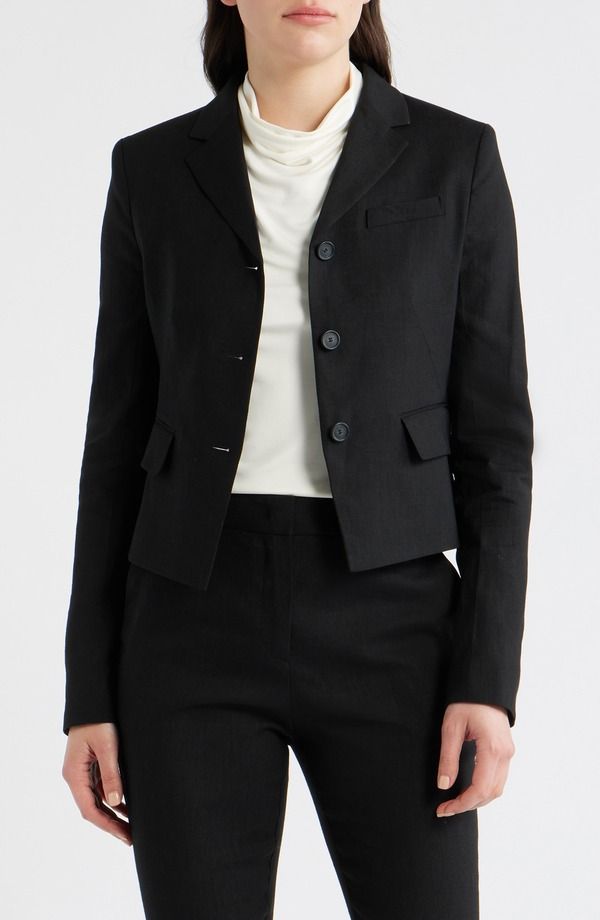 ボス レディース アウター ジャケット・ブルゾン リネン BOSS Jori Linen Blend Jacket Black ブラック