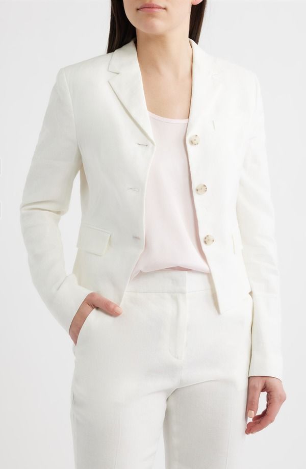 ボス レディース アウター ジャケット・ブルゾン リネン BOSS Jori Linen Blend Jacket Bright White ホワイト