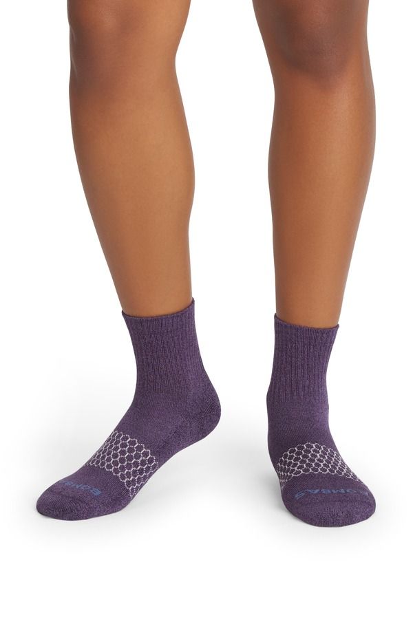 ボンバス レディース アンダーウェア 靴下 Bombas Marled Quarter Socks Antique Purple パープル