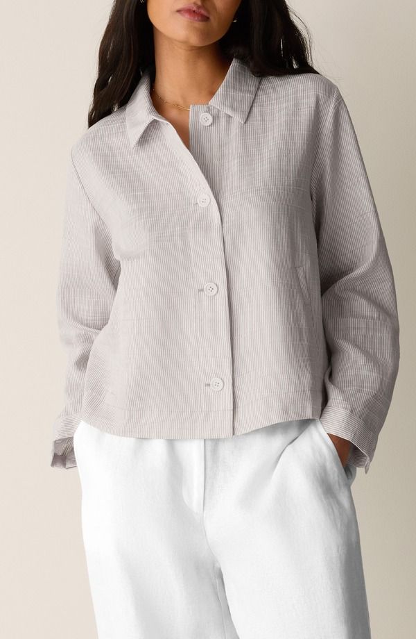 エイリーンフィッシャー レディース アウター ジャケット・ブルゾン A ライン リネン Eileen Fisher Classicollar Linen Blend ALine Jacket Wheat