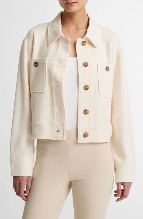 ヴィンス レディース アウター ジャケット・ブルゾン ニット Vince Ponte Knit Jacket Off White オフホワイト
