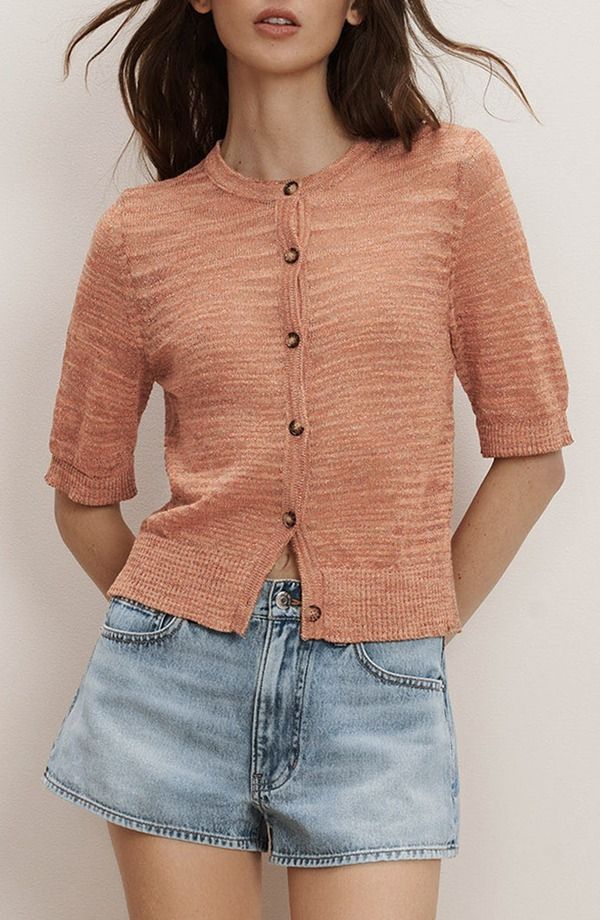 ヴェロニカ ベアード レディース アウター パーカー・スウェット カーディガン リネン Veronica Beard Shana Linen Blend Cardigan Muted Clay