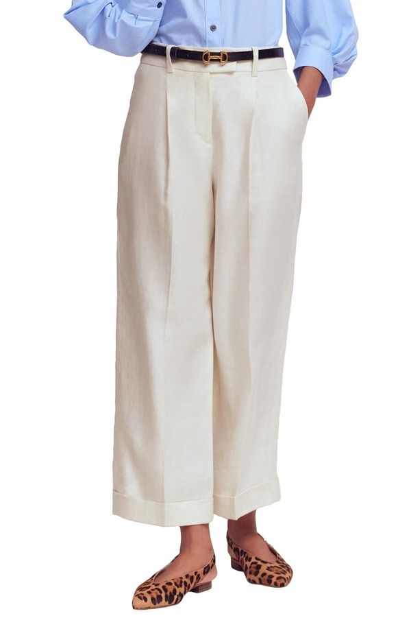 ボーデン レディース ボトムス レギンス パンツ リネン Boden Chiswick Crop Linen Pants Ivory アイボリー