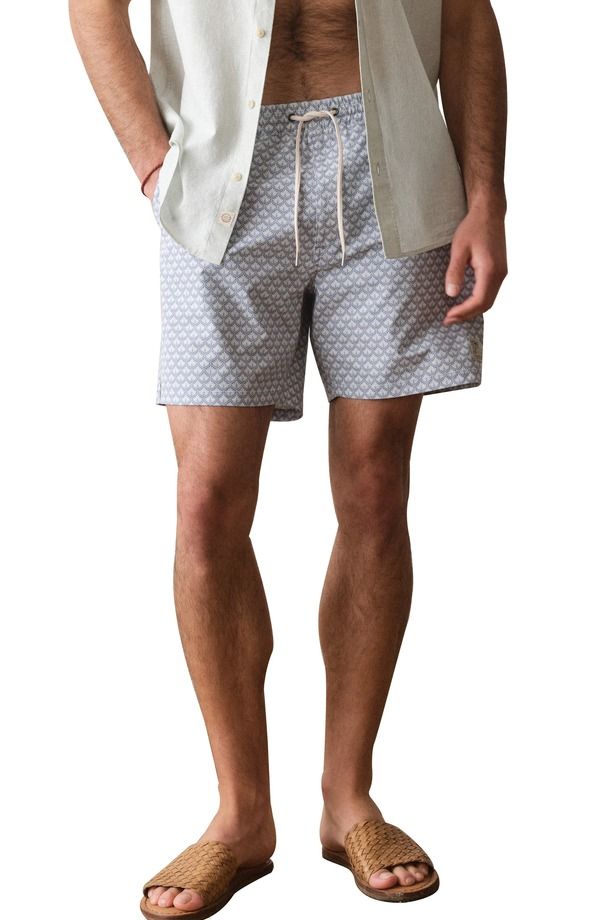 マリーン レイヤー メンズ 水着 ハーフパンツ・ショーツ ショートパンツ Marine Layer 6Inch Lined Sport Swim Shorts Light Blue Agave Print ブルー
