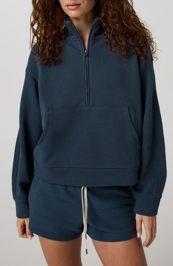 ビュオーリ レディース アウター パーカー・スウェット ハーフジップ フリース Vuori Piqu Half Zip Fleece Pullover Ocean Blue ブルー