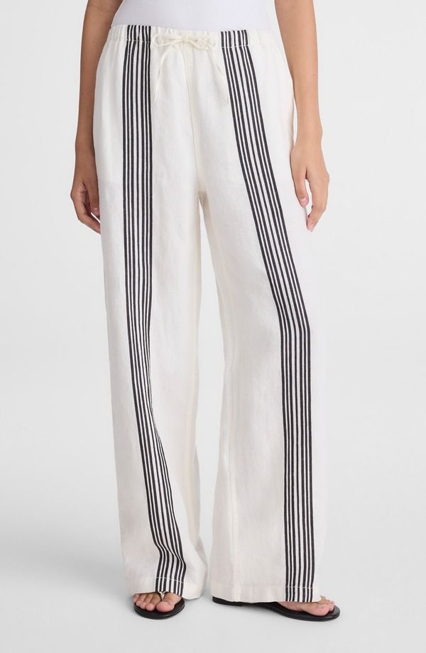 メイドウェル レディース ボトムス レギンス パンツ リネン Madewellinen Blend PullOn Pants Bold Placement Stripe Black ブラック