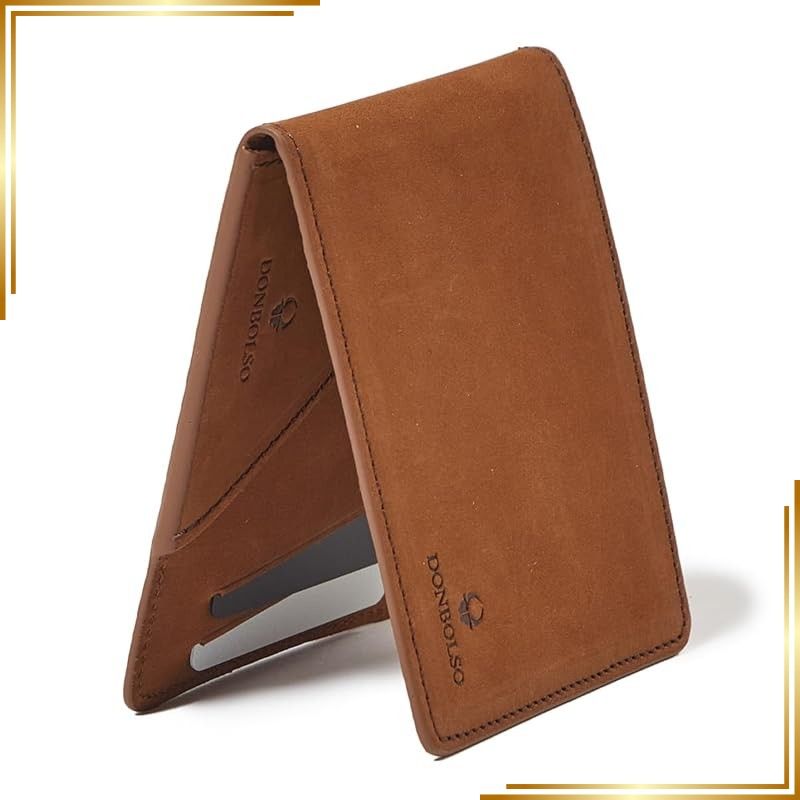 【新品】 DONBOLSO 本革 マネークリップ 小銭入れ付き 薄型 ミニウォレット za065-cha