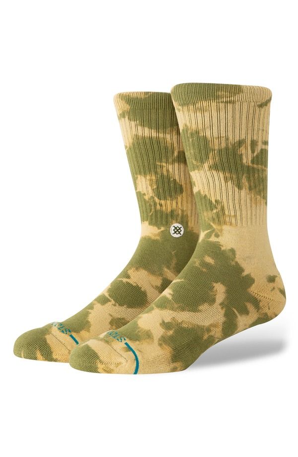 スタンス メンズ アンダーウェア 靴下 コットン Stance Spotty Dye Cotton Blend Crew Socks Olive オリーブ