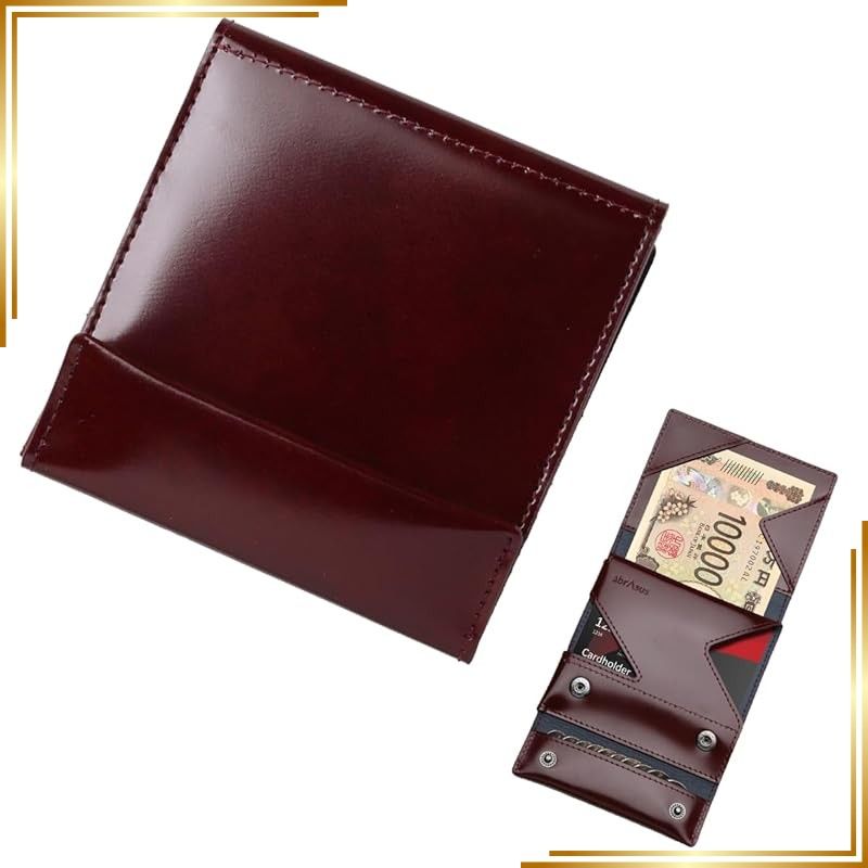 【新品】 [アブラサス] 薄い財布 レザー 薄型 日本製 ボルドー