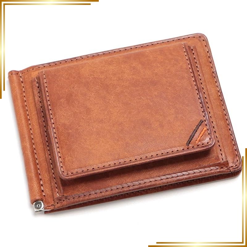 【新品】 革職人 Margot (マルゴー) マネークリップ 小銭入れ付き 本革 札ばさみ 財布 メンズ イタリア レザー コインケース付き 札ばさみ MG005 BR (ブラウン)
