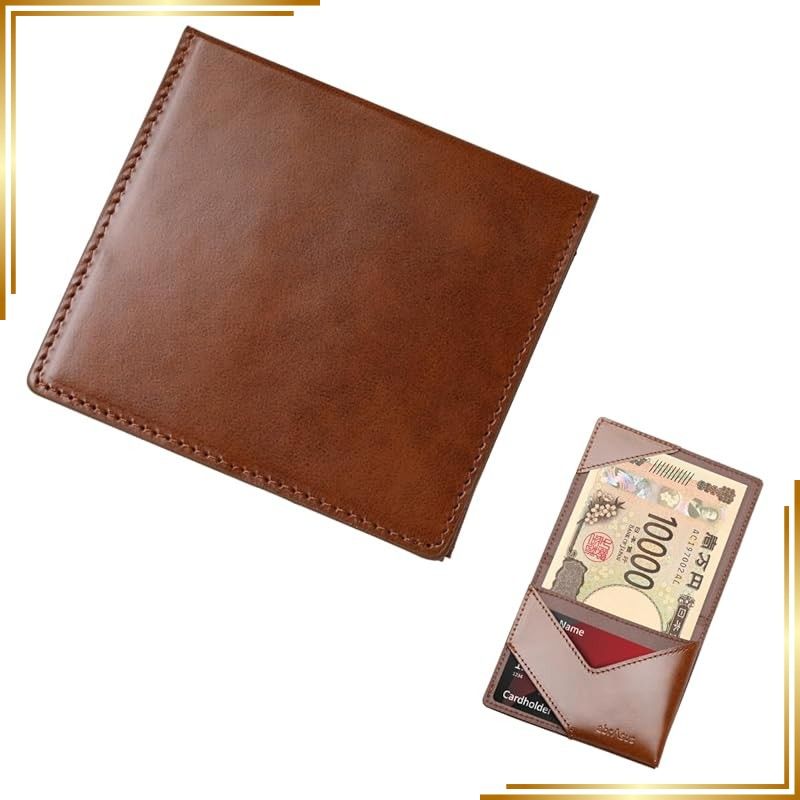 【新品】 [アブラサス] 薄いマネークリップ レザー 薄型 日本製 キャメル