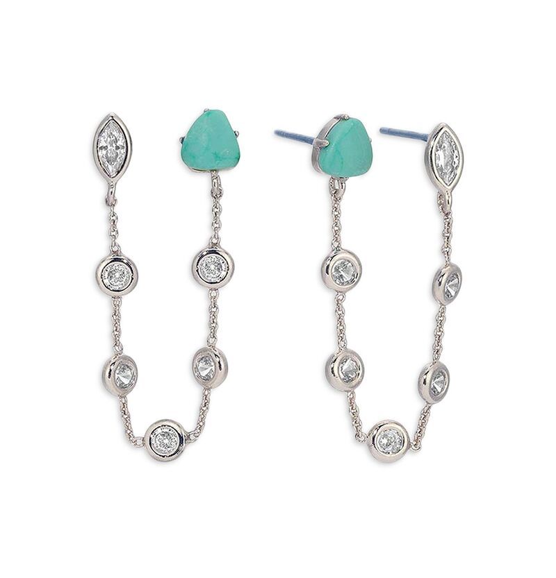 エティカ レディース アクセサリー ピアス・イヤリング Ettika Gemlite Chain Double Piercing Earrings TurquoiseSilver ターコイズ