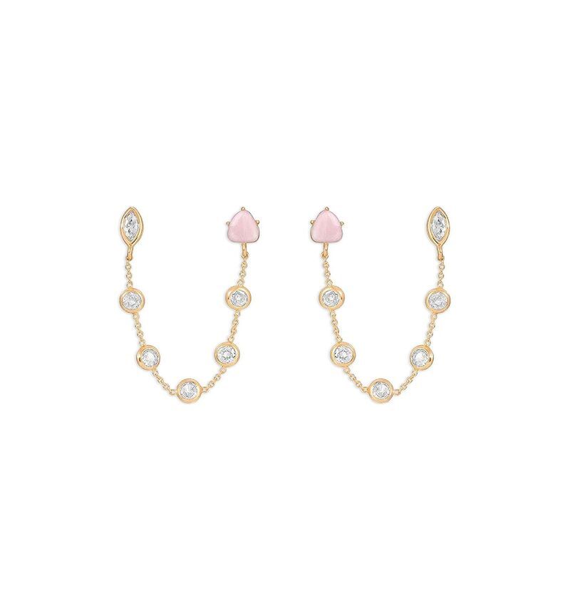 エティカ レディース アクセサリー ピアス・イヤリング Ettika Gemlite Chain Double Piercing Earrings Rose Quartz