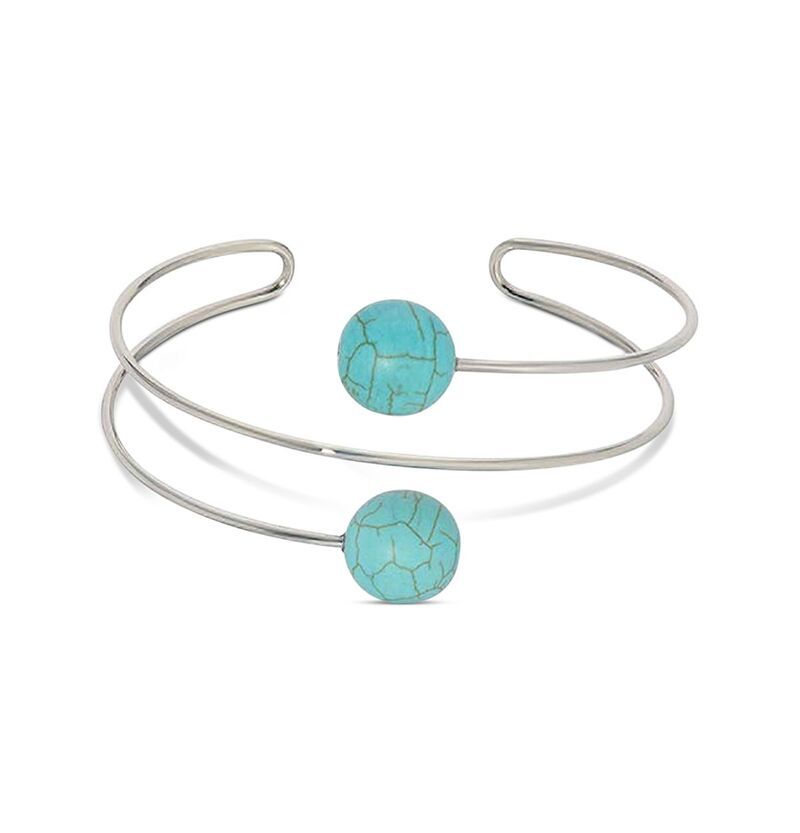 エティカ レディース アクセサリー ブレスレット・バングル・アンクレット キャップ ケープ Ettika Summer Escape Stone Cuff BraceleturquoiseSilver ターコイズ