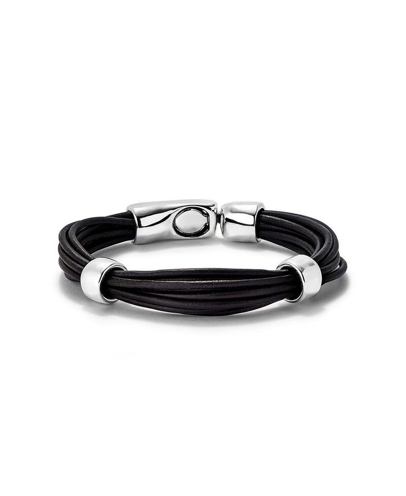 ウノデ 50 レディース アクセサリー ブレスレット・バングル・アンクレット レザー UNOde50 Multi Strand Leather Bracelet with 2 Circlesilver シルバー