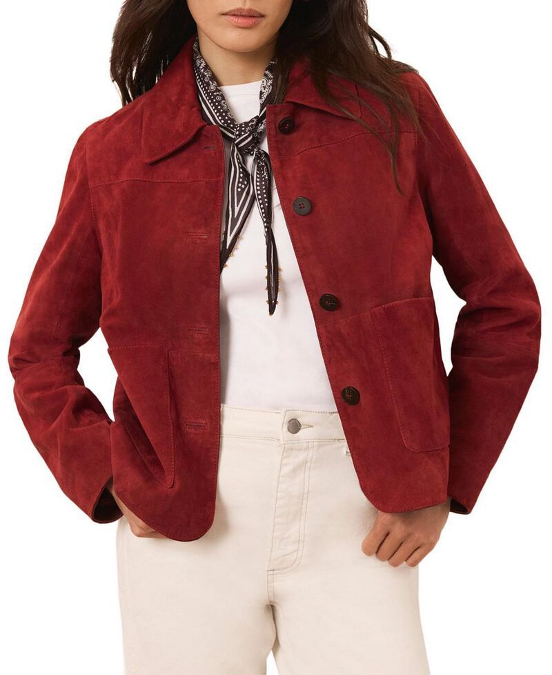 ミルトンベルベット レディース アウター ジャケット・ブルゾン スエード Mint Velvet Womens Thessential Suede Jacket Red レッド