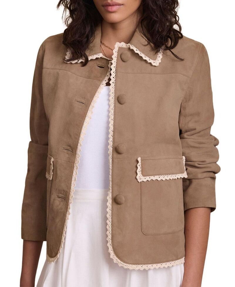 ミルトンベルベット レディース アウター ジャケット・ブルゾン スエード Mint Velvet Womensuede Crochetrim Jacket Neutral の商品写真