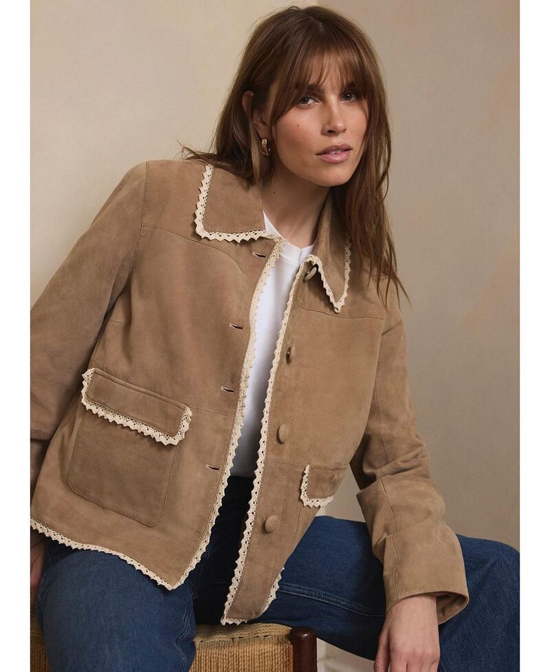 ミルトンベルベット レディース アウター ジャケット・ブルゾン スエード Mint Velvet Womensuede Crochetrim Jacket Neutral ミルトンベルベット レディース アウター ジャケット・ブルゾン スエード Mint Velvet Womensuede Crochetrim Jacket Neutral