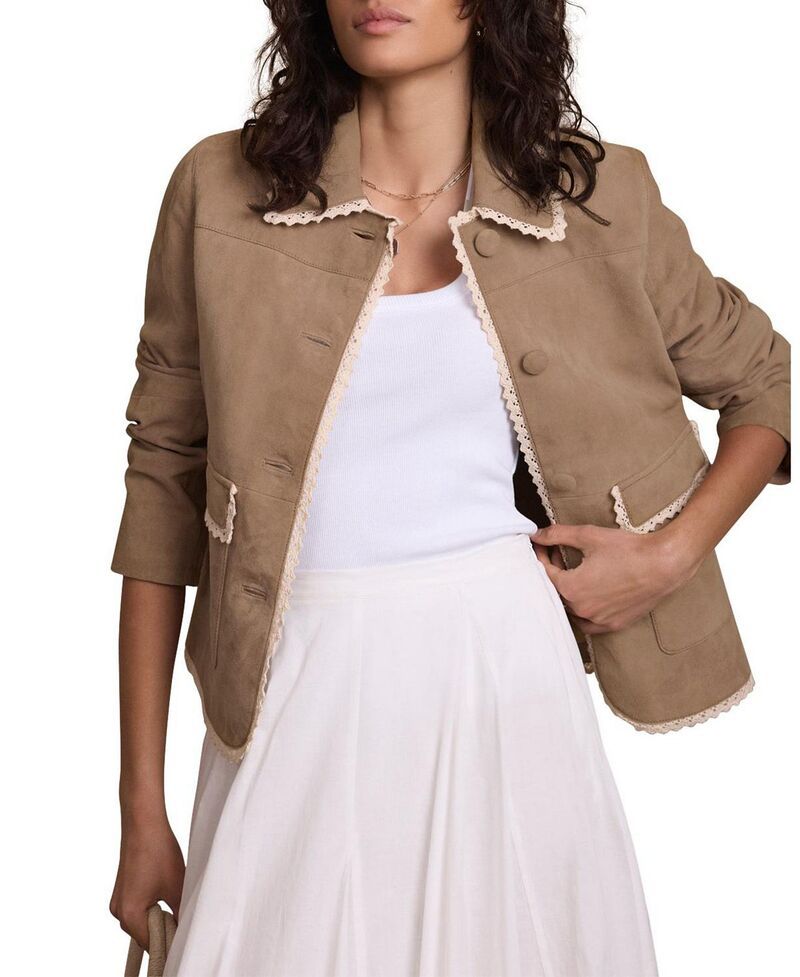 ミルトンベルベット レディース アウター ジャケット・ブルゾン スエード Mint Velvet Womensuede Crochetrim Jacket Neutral ミルトンベルベット レディース アウター ジャケット・ブルゾン スエード Mint Velvet Womensuede Crochetrim Jacket Neutral