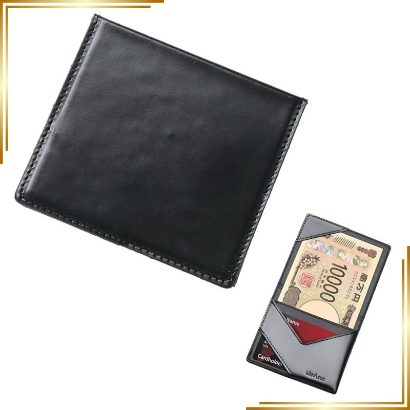 【新品】 [アブラサス] 薄いマネークリップ レザー 薄型 日本製 ブラック
