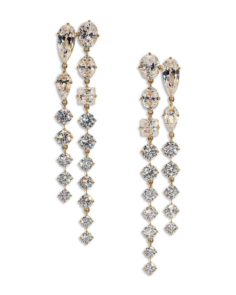 ナディール レディース アクセサリー ピアス・イヤリング Nadri Lucia 18K Yellow Gold Plated Cubic Zirconia Double Linearrings Gold ゴールド
