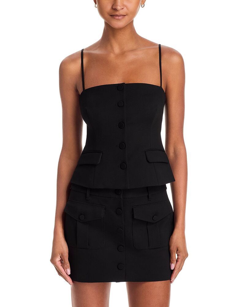 ラグアンドボーン レディース トップス タンクトップ rag bone Irina Square Neck Button Tank Black ブラック