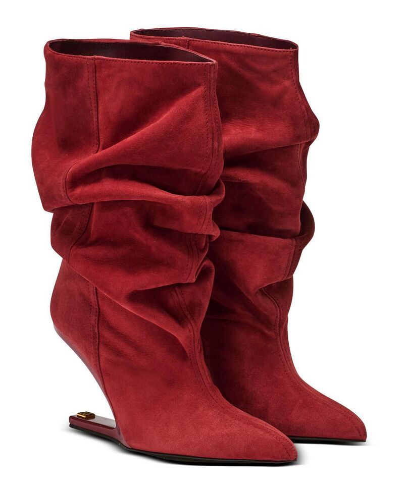 バルマン レディース シューズ ブーツ・レインブーツ スエード アンクル Balmain Womens No Wedge Suede Ankle Boots Red レッド